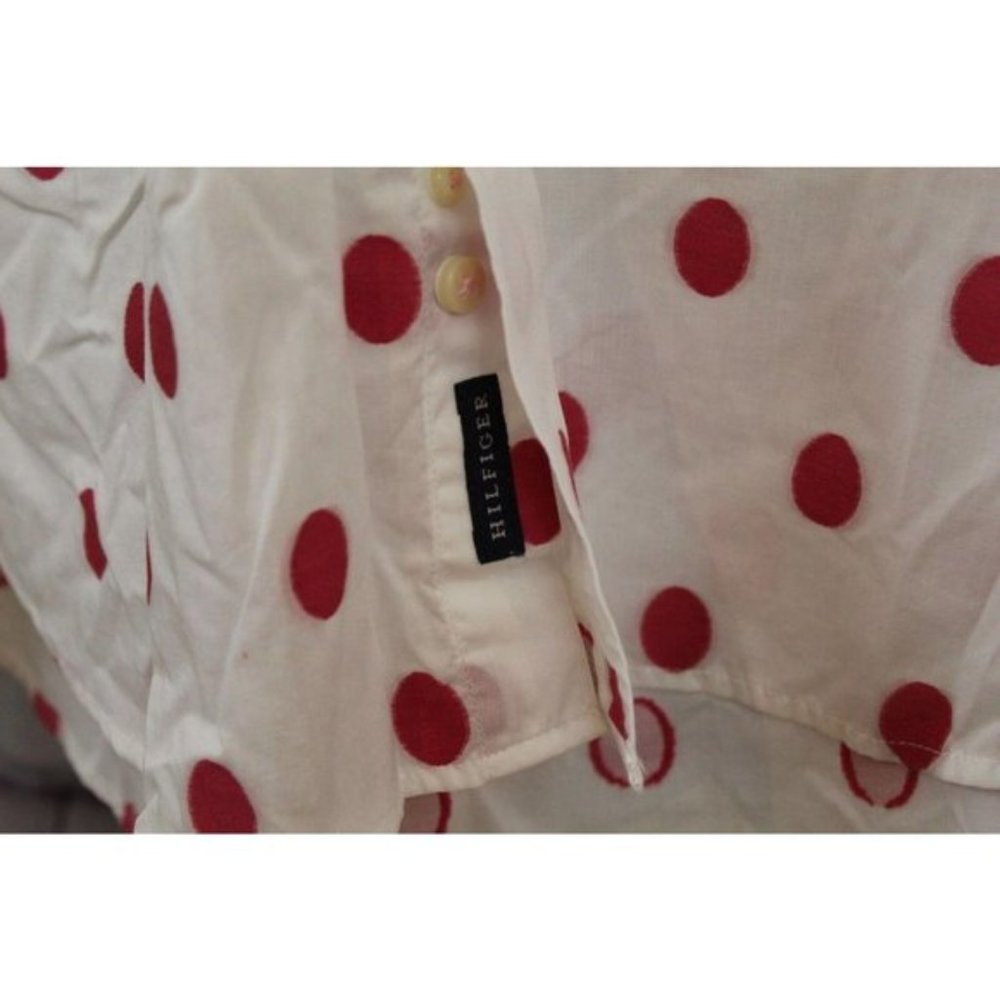 TOMMY HILFIGER WHITE/PINK POLKA DOT SHIRT XL - Picture 3 of 6